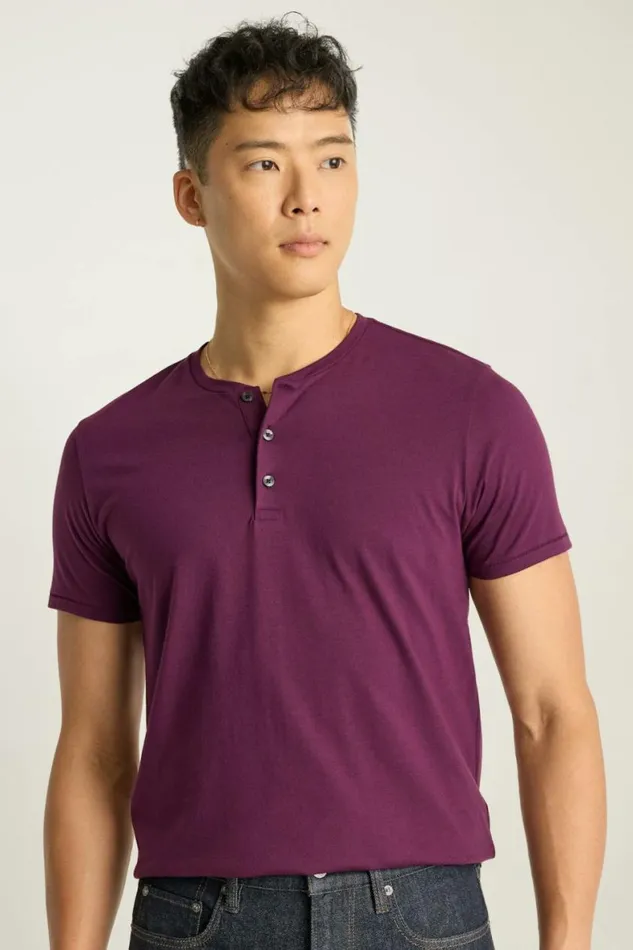 Men Pima Performance Short Sleeve Henley Port Wine Bonobos Henleys