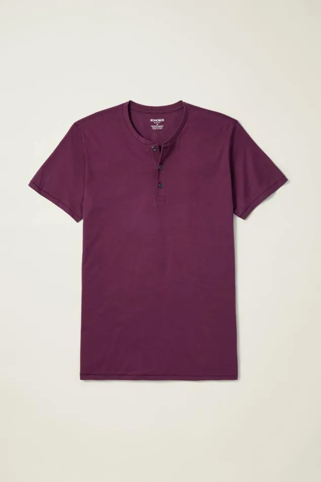 Men Pima Performance Short Sleeve Henley Port Wine Bonobos Henleys