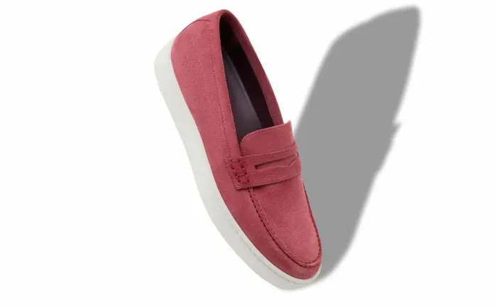 Men Pink Suede Slip On Loafers Manolo Blahnik Loafers