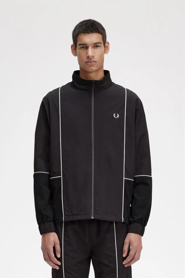 Men Piped Shell Jacket Black Fred Perry Coats and Jackets