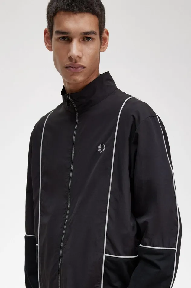 Men Piped Shell Jacket Black Fred Perry Coats and Jackets