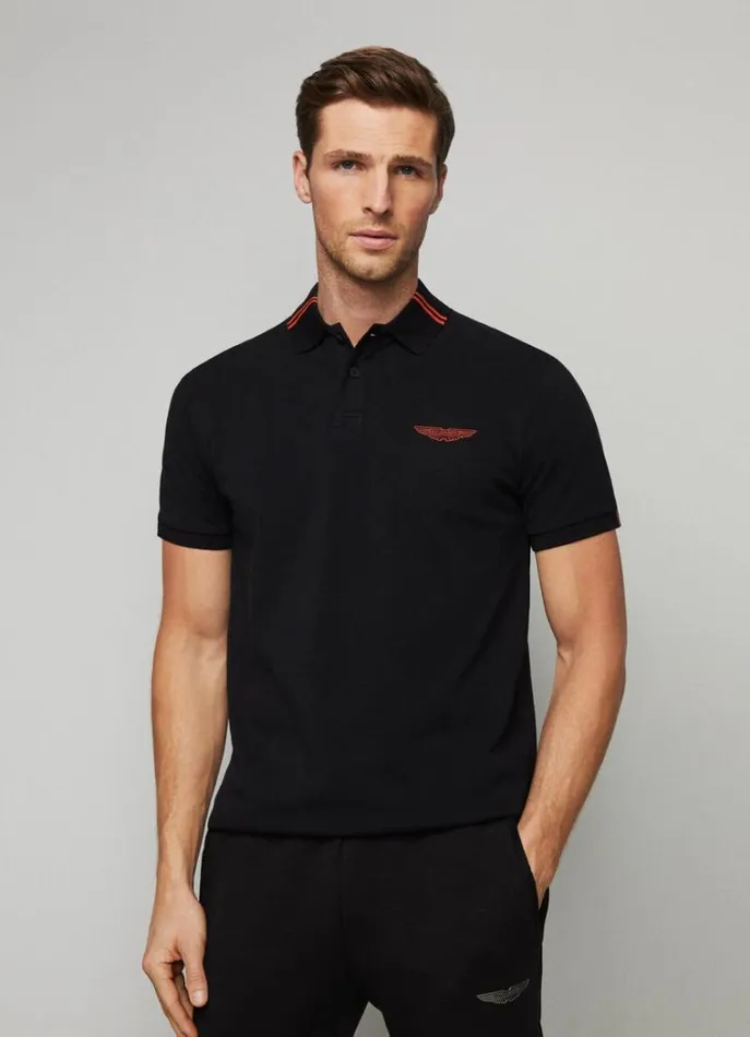 Men Polo Shirts Hackett London Aston Martin Classic Fit Polo Shirt Black
