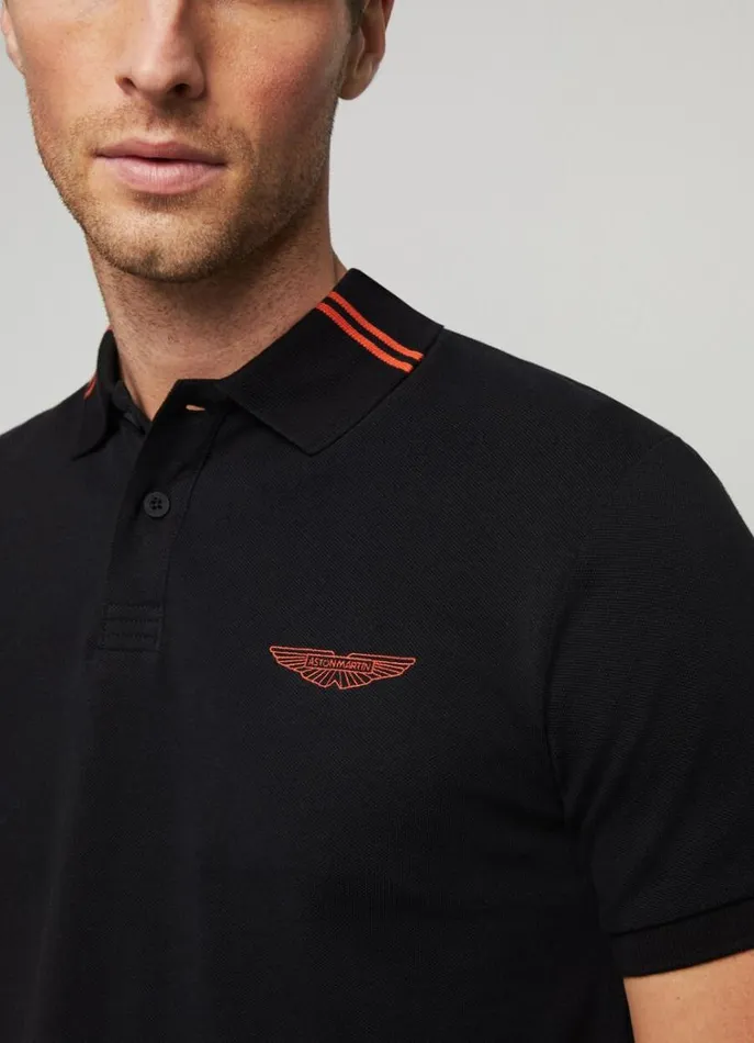 Men Polo Shirts Hackett London Aston Martin Classic Fit Polo Shirt Black