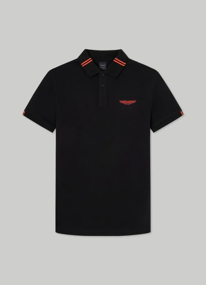 Men Polo Shirts Hackett London Aston Martin Classic Fit Polo Shirt Black