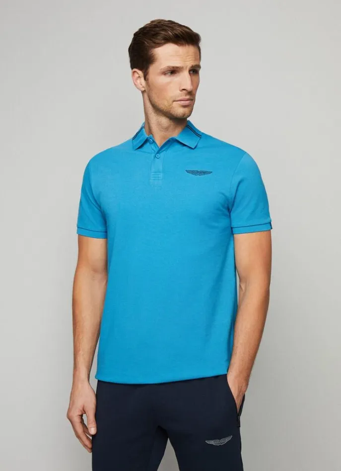 Men Polo Shirts Hackett London Aston Martin Classic Fit Polo Shirt Hypa Blue