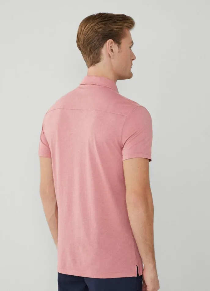 Men Polo Shirts Hackett London Classic Fit Knit Polo Ash Rose Pink