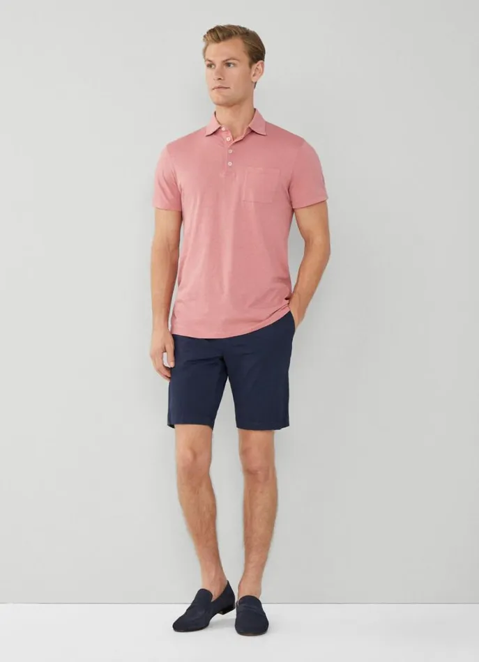 Men Polo Shirts Hackett London Classic Fit Knit Polo Ash Rose Pink