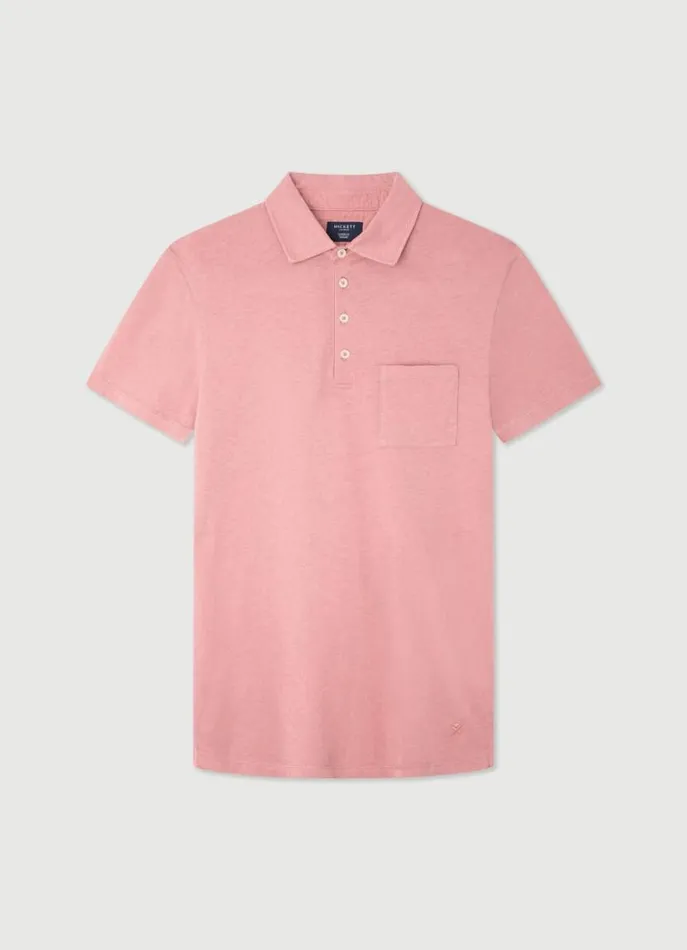 Men Polo Shirts Hackett London Classic Fit Knit Polo Ash Rose Pink