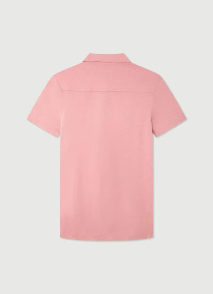 Men Polo Shirts Hackett London Classic Fit Knit Polo Ash Rose Pink