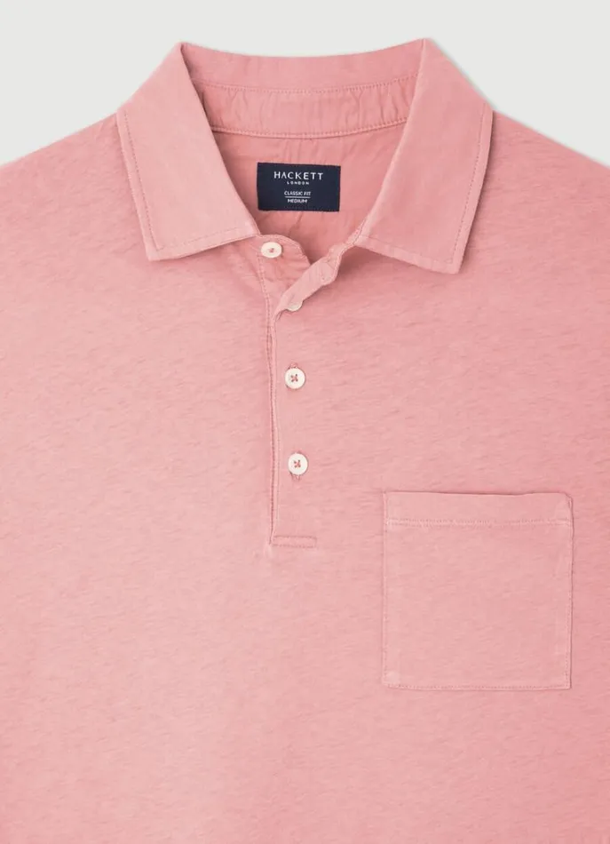 Men Polo Shirts Hackett London Classic Fit Knit Polo Ash Rose Pink