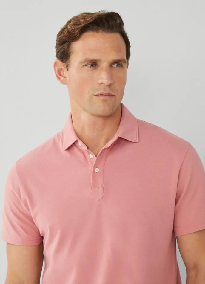 Men Polo Shirts Hackett London Classic Fit Piqu Polo Ash Rose Pink