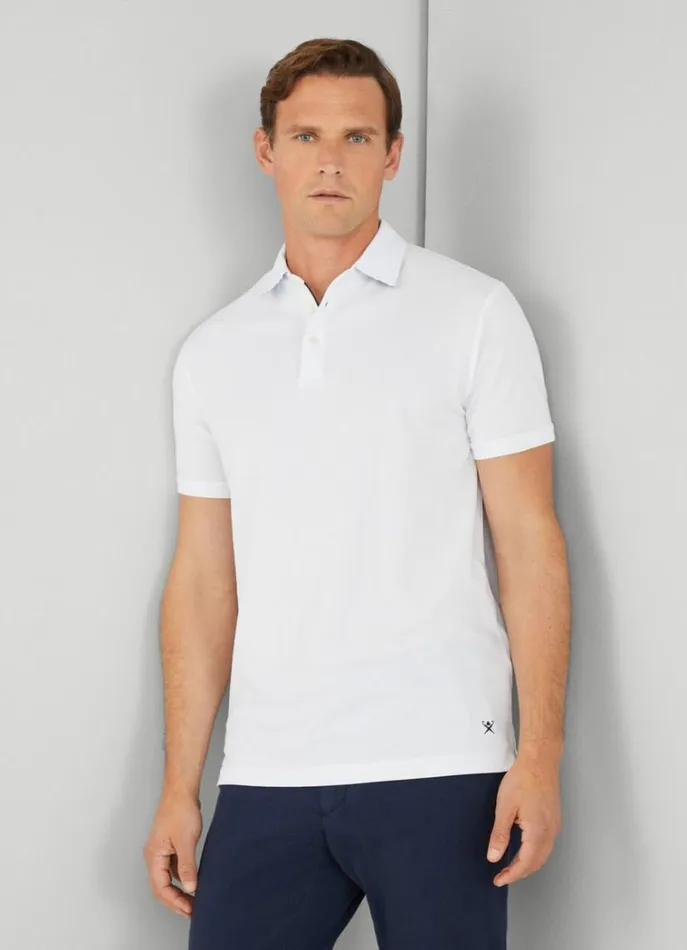 Men Polo Shirts Hackett London Classic Fit Piqu Polo White