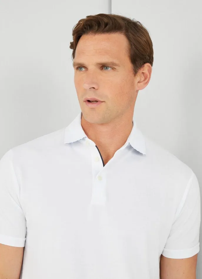 Men Polo Shirts Hackett London Classic Fit Piqu Polo White