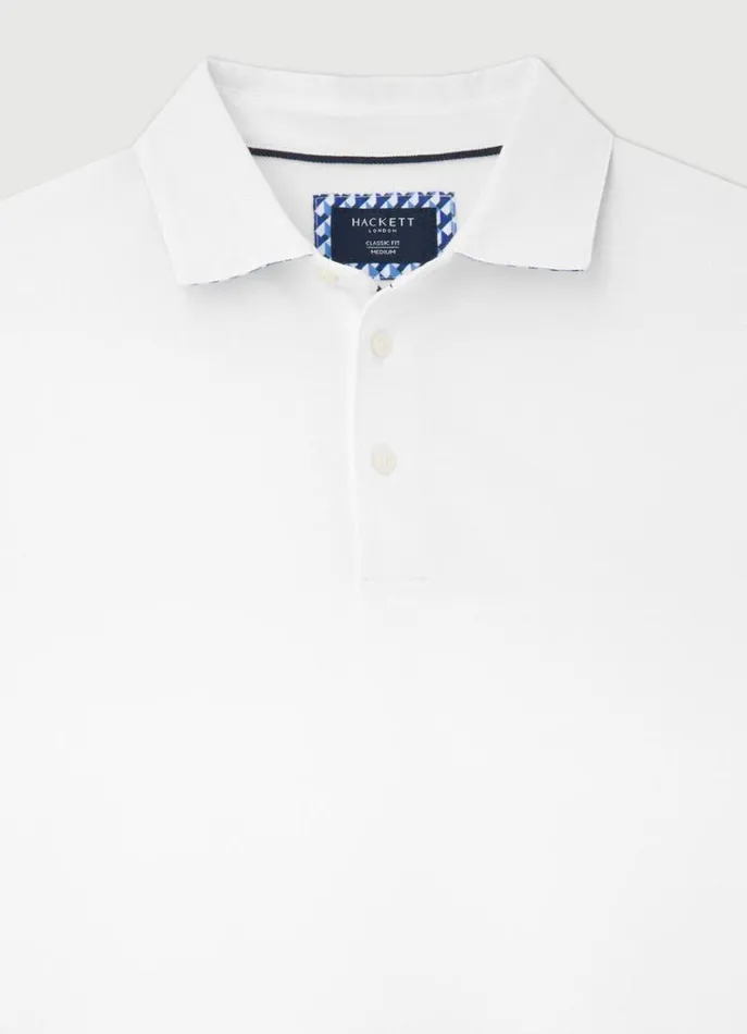 Men Polo Shirts Hackett London Classic Fit Piqu Polo White