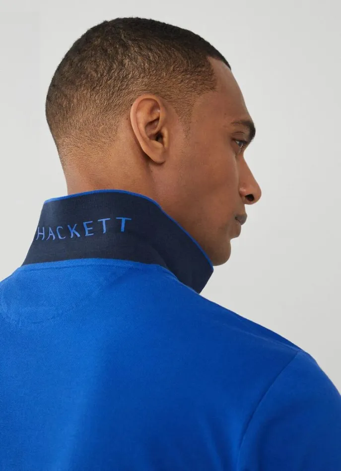 Men Polo Shirts Hackett London Slim Fit Pique Polo Shirt French Blue