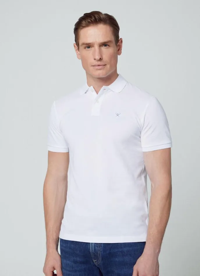 Men Polo Shirts Hackett London Slim Fit Pique Polo Shirt Optic White