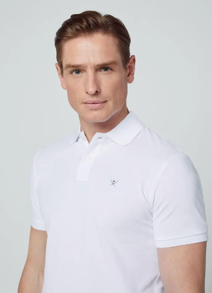 Men Polo Shirts Hackett London Slim Fit Pique Polo Shirt Optic White