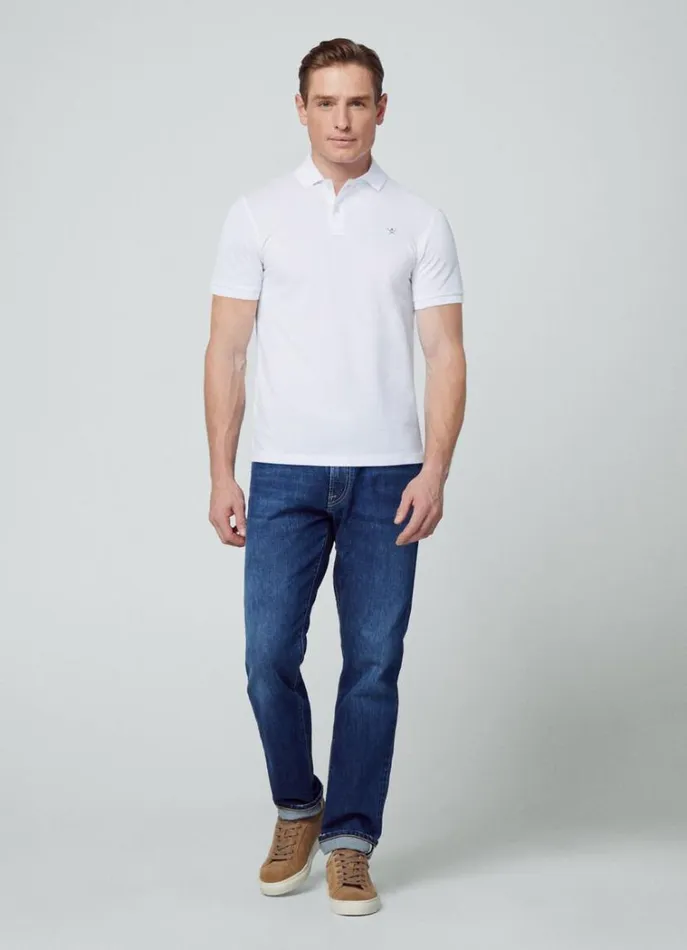 Men Polo Shirts Hackett London Slim Fit Pique Polo Shirt Optic White
