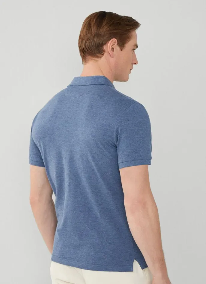Men Polo Shirts Hackett London Slim Fit Pique Polo Shirt Shadow Blue