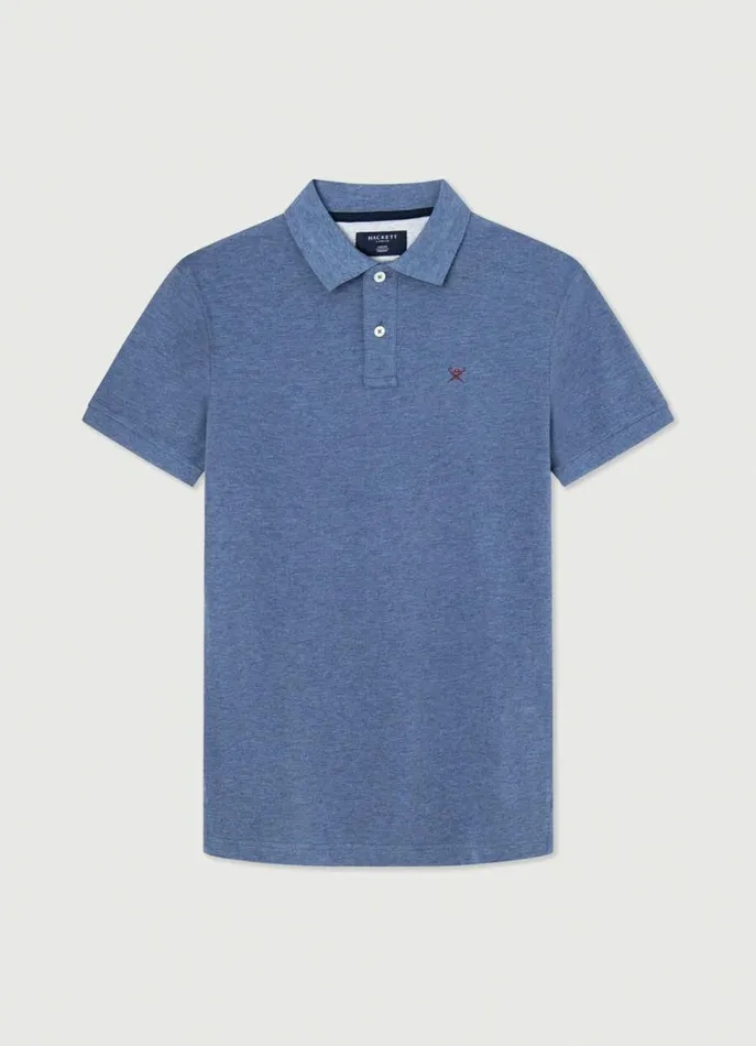 Men Polo Shirts Hackett London Slim Fit Pique Polo Shirt Shadow Blue