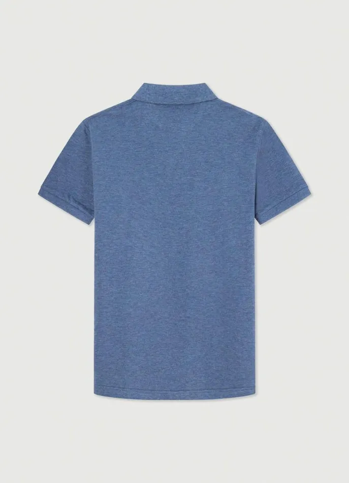Men Polo Shirts Hackett London Slim Fit Pique Polo Shirt Shadow Blue