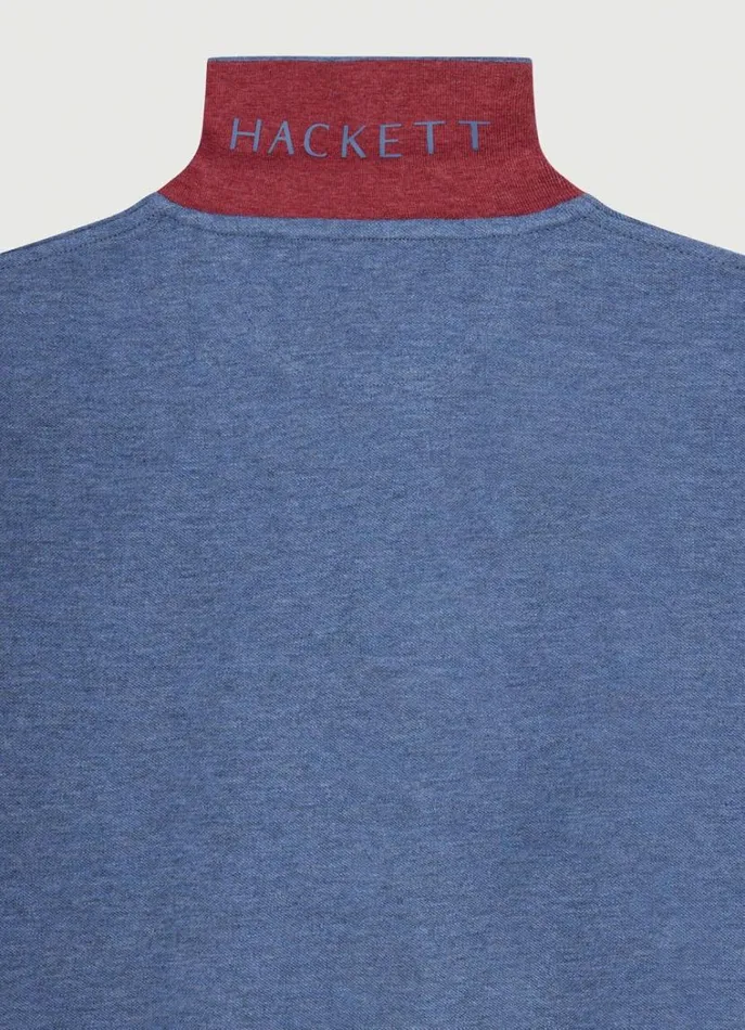 Men Polo Shirts Hackett London Slim Fit Pique Polo Shirt Shadow Blue