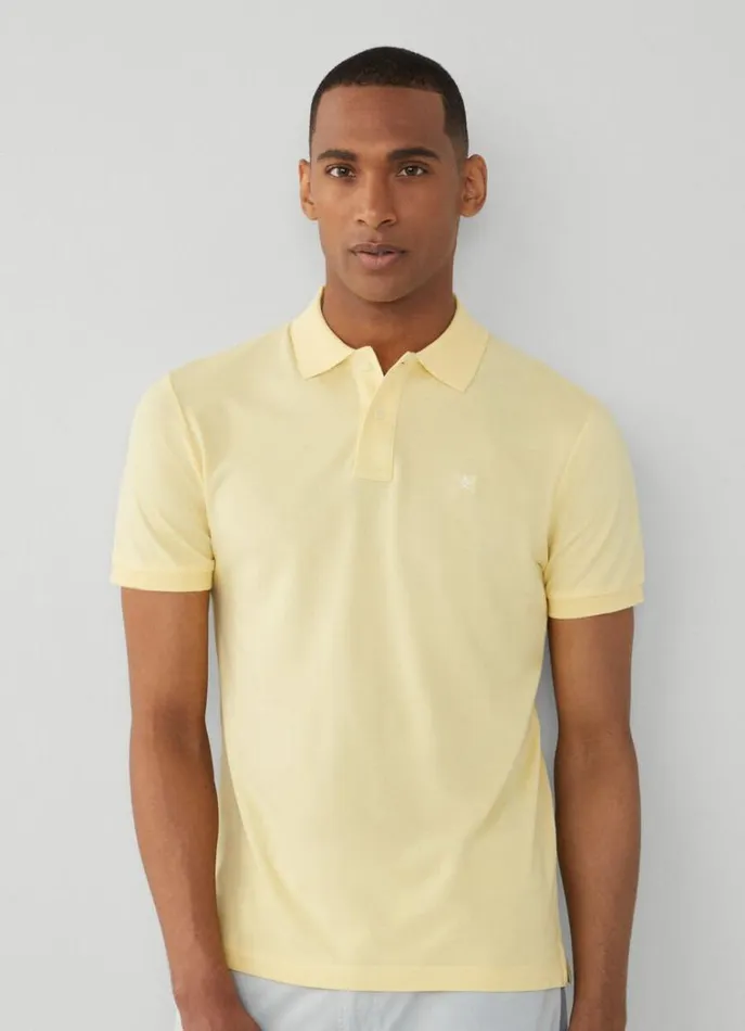 Men Polo Shirts Hackett London Slim Fit Pique Polo Shirt Soft Yellow