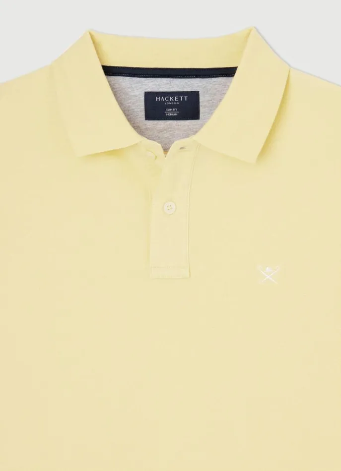 Men Polo Shirts Hackett London Slim Fit Pique Polo Shirt Soft Yellow