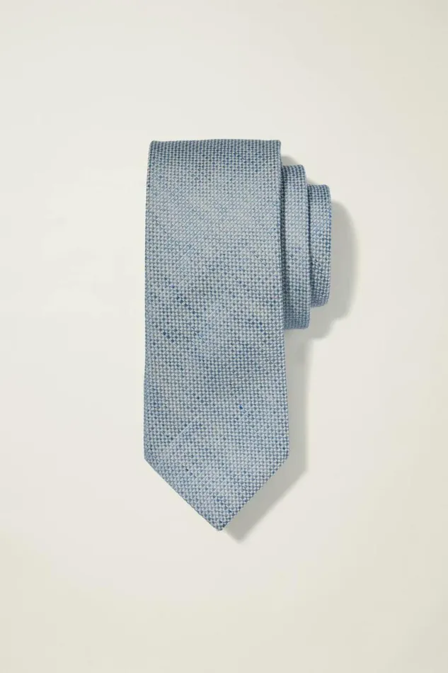 Men Premium Necktie Blue Ivory Basketweave Bonobos Ties and Pocket Squares