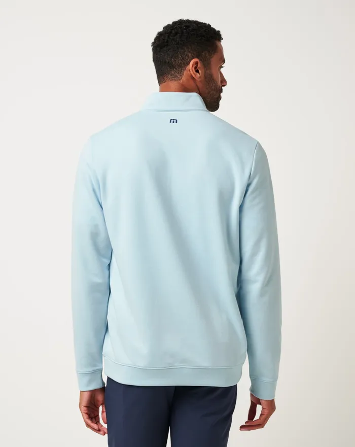 Men Quarter Zips TravisMathew UPGRADED CHEST STRIPE QUARTER ZIP Cory Blue