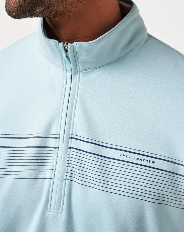 Men Quarter Zips TravisMathew UPGRADED CHEST STRIPE QUARTER ZIP Cory Blue