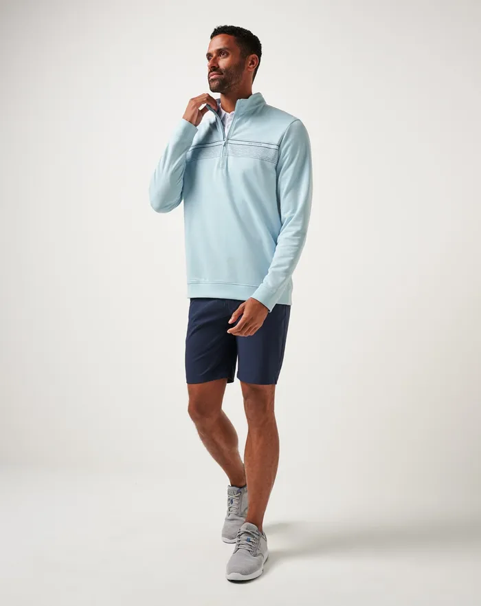 Men Quarter Zips TravisMathew UPGRADED CHEST STRIPE QUARTER ZIP Cory Blue