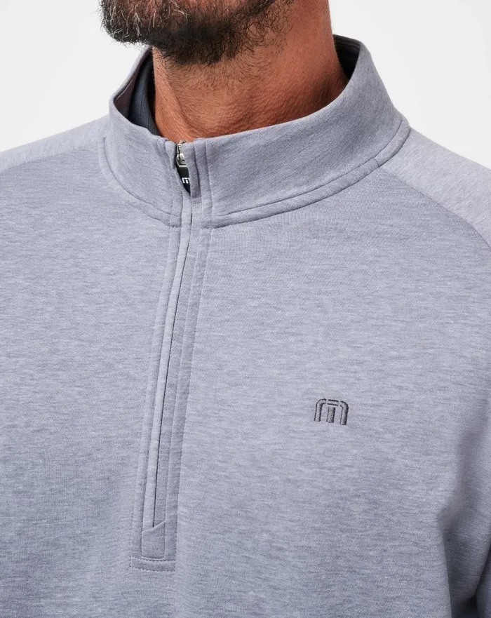 Men Quarter Zips TravisMathew UPGRADED QUARTER ZIP Heather Grey