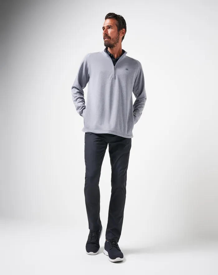 Men Quarter Zips TravisMathew UPGRADED QUARTER ZIP Heather Grey