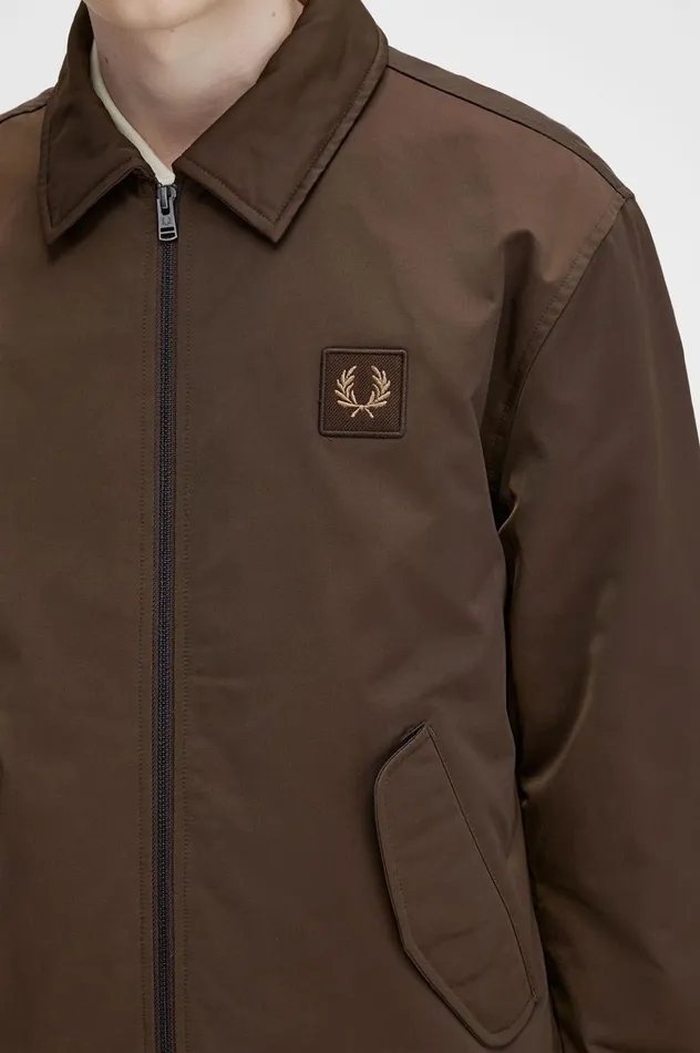 Men Quilted Zip Through Jacket Burnt Tobacco Fred Perry Coats and Jackets
