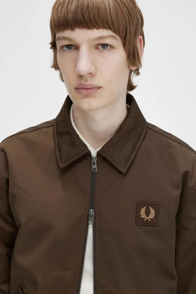 Men Quilted Zip Through Jacket Burnt Tobacco Fred Perry Coats and Jackets