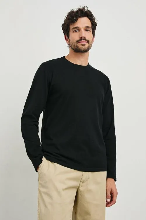 Men Rails TShirts and Polos Quentin Cotton Cashmere Long Sleeve Tee Black