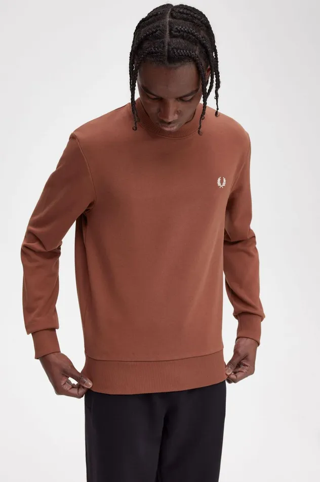 Men Rave Graphic Sweatshirt Whisky Brown Fred Perry Sweatshirts