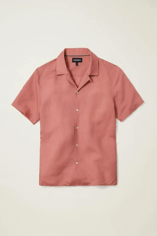 Men Riviera Cabana Shirt Withered Rose Bonobos Short Sleeve Shirts