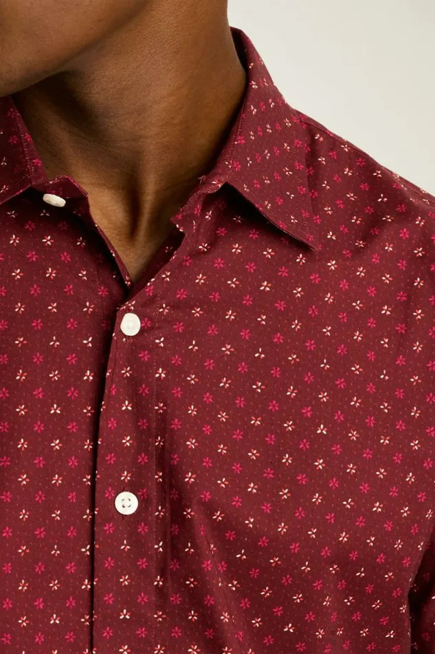 Men Riviera Short Sleeve Shirt Burgundy Floral Geo Bonobos Short Sleeve Shirts