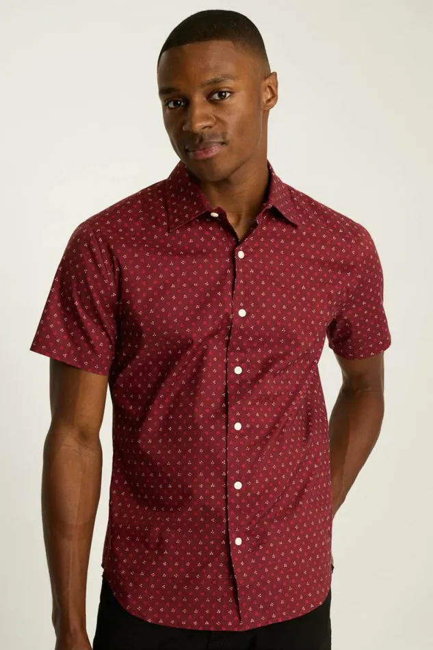 Men Riviera Short Sleeve Shirt Burgundy Floral Geo Bonobos Short Sleeve Shirts