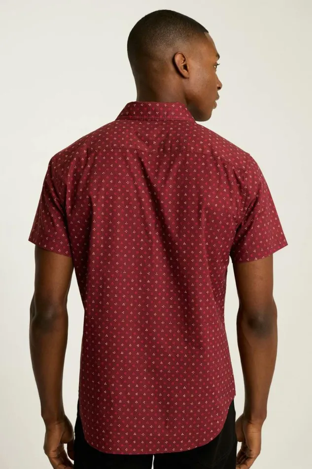 Men Riviera Short Sleeve Shirt Burgundy Floral Geo Bonobos Short Sleeve Shirts