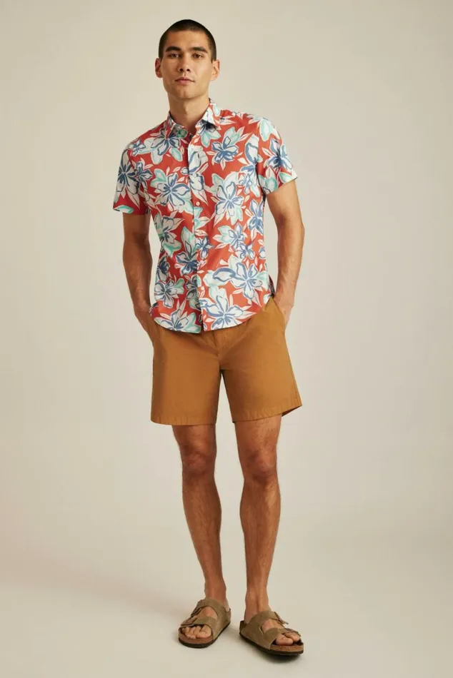 Men Riviera Short Sleeve Shirt Chili Corinth Floral Bonobos Short Sleeve Shirts