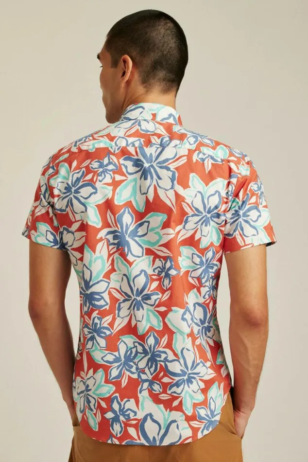 Men Riviera Short Sleeve Shirt Chili Corinth Floral Bonobos Short Sleeve Shirts