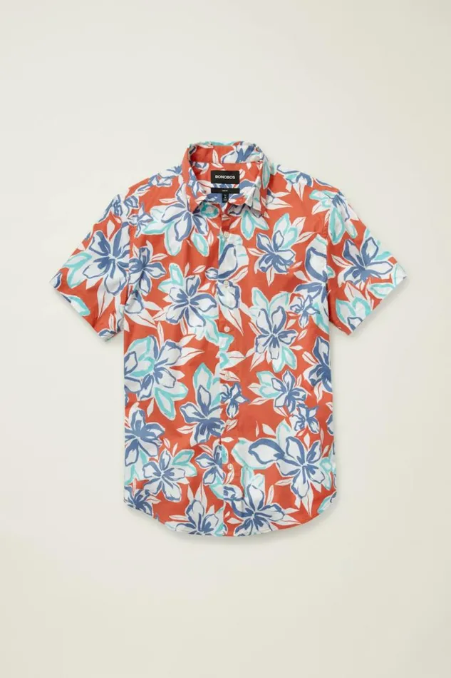 Men Riviera Short Sleeve Shirt Chili Corinth Floral Bonobos Short Sleeve Shirts