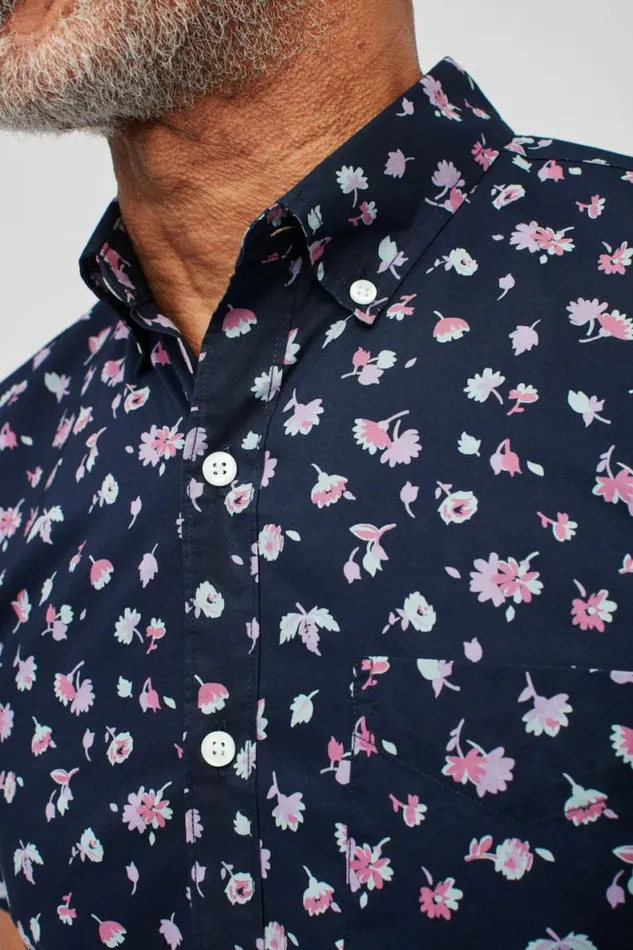 Men Riviera Short Sleeve Shirt Dark Blue Floral Bonobos Short Sleeve Shirts