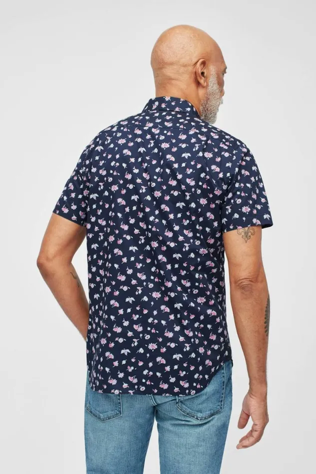Men Riviera Short Sleeve Shirt Dark Blue Floral Bonobos Short Sleeve Shirts