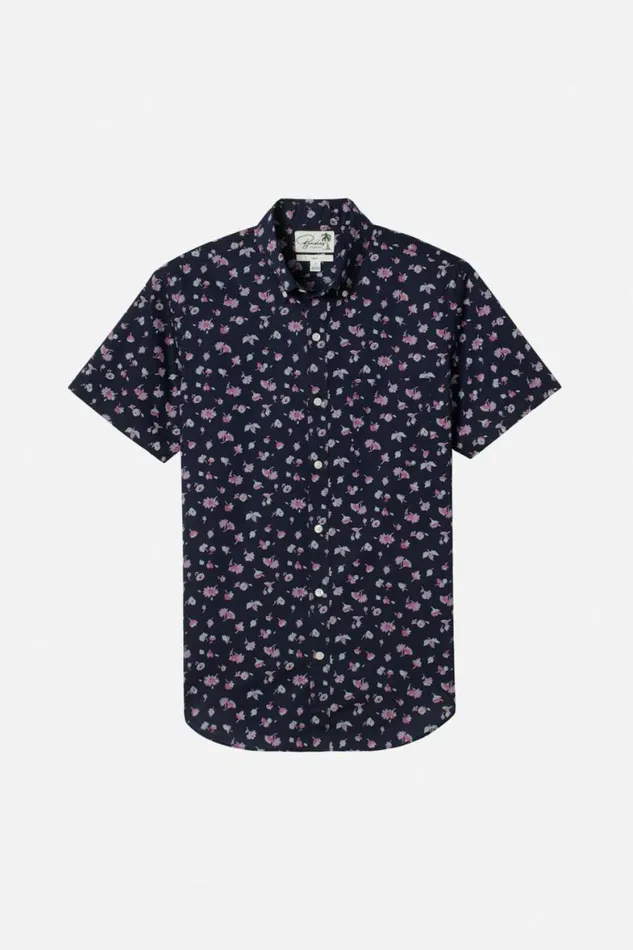 Men Riviera Short Sleeve Shirt Dark Blue Floral Bonobos Short Sleeve Shirts