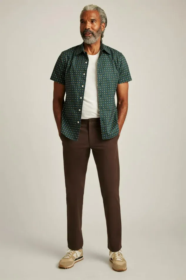 Men Riviera Short Sleeve Shirt Green Big Sky Geo Bonobos Short Sleeve Shirts