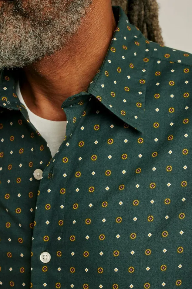 Men Riviera Short Sleeve Shirt Green Big Sky Geo Bonobos Short Sleeve Shirts